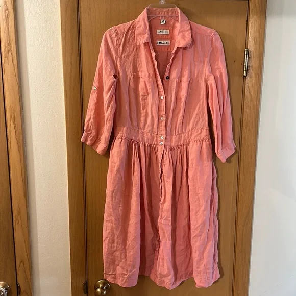 malvin | Dresses | Malvin Womens As Is Linen Button Down Shirt Dress Peach  Size 8 Medium | Poshmark